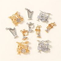 10pcs Crystal Musicial Instruments Drum Trumpet Harp Charms for Jewelry Making Earrings Pendants Necklaces Bracelets Accessories