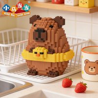 Cartoon Capybara Duck Building Blocks Educational Assembly Model Toys Desktop Ornament Unique Birthday Gift for Capybara Lovers