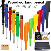 2.8mm Woodworking Pencil Set with Pencil Cap and Built-in Sharpener for Deep Hole Mechanical Pencil scribing Marking Woodworking