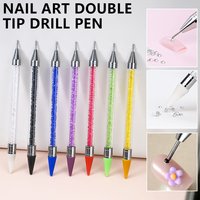 1pc Crystal Handle Rhinestone Picker Dotting Pen, Dual-ended Rhinestone Gems Drill Pen Wax Pencil Reusable Manicure Picking Tool