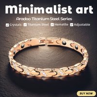 ARADOO Luxury Zirconia Crystals Titanium Steel Bracelet Stainless Steel Hematite Magnetic Therapy Link Bracelet For Women