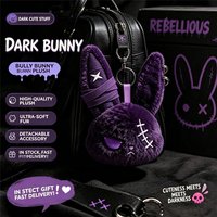 Cool style Gothic Bunny Plush Keychain RabbitBag Charm with Bandage Desian Kawaii Key Ring Pendant Car Bag Ornament Girl Gift