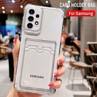 Card Bag Wallet Case for Samsung Galaxy A53 A33 A73 A12 A13 A35 A52 A72 A55 A23 A24 A14 A54 A21S A32 A34 Clear Cover Fundas