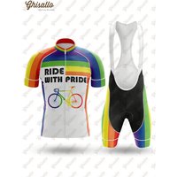 AliExpress Ghisallo Team Ride with Pride Cycling Jersey Set, Road Bike Equipment, Men's Cycling Shirt, Quick Dry Bicycle Clothes, New