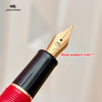 Limited Edition JINHAO 82 MINI Acrylic Fountain Pen Black Red Rose Gold Clip Rose pattern Nib Office School Supplies Stationery