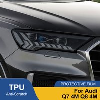 For Audi Q7 Q8 Car Headlight TPU PPF Protective Film Smoke Black Pre Cut Vinyl Wrap Anti-Scratch Custom Fit for Auto Light