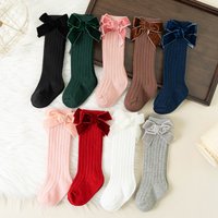 Autumn Winter Baby Girls Bowknot Knee High Socks Toddler Tube Princess Sock For Kids Knitted Socken Cute Leg Warmer 0-8Years