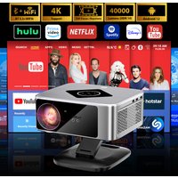 HORLAT Projektor 40000 Lumen Android TV Full HD 1080P Beamer 4K-Unterstützung WiFi 6 Heimkino 3D-Projektor Outdoor-Projektor HDR10