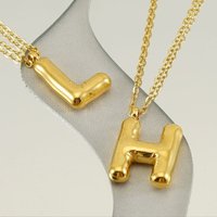 Bubble Alphabet Exquisite Letter Pendant PVD Gold-Plated Stainless Steel Initial Necklace for DIY Jewelry Making