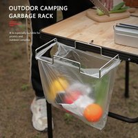 Stainless Steel Trash Bag Holder Portable Metal Support Stand Rubbish Bag Rack Rust Resistance for Kitchen BBQ Camping Use