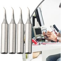 5pcs 900M-T Copper Soldering Iron Tips Lead-Free Welding Tips General Purpose Flat Curved Internal Solder Tool Set