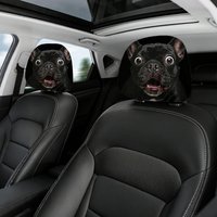 Big Eyes Surprised French Bulldog Headrest Covers Set of 2, Washable Elastic Fabric, Universal Fit for Most Vehicle Headrests