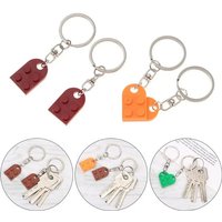 2Pcs Cute Love Heart Brick Keychain for Couples Friendship Separable Heart Building Block Key Ring For Car Accessories