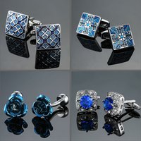 Cufflinks For Men Luxury Blue Retro Metal Cuff Links Mens French Square Cuffs Button Shirts Business For Wedding Jewelry Gift