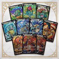 9Pcs/set Proxy Stained Glass V Cards Charizard Venusaur Ivysaur Anime DIY PTCG Collection Card TCG Holo Color Coarse Flash Card