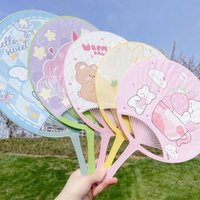 Large Fan Cartoon Summer Hand-cranked Fan Wind College Student Home Fan Cute Cartoon Round Plastic Big Fan