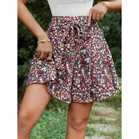 Plus Size Women's Skort Floral Print High Waist A-Line Summer Fashion Lightweight Casual Comfortable Flowy Design Breathable Fab