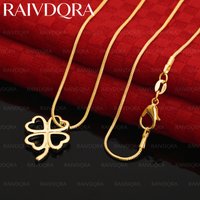 18K Gold Plated Heart Leaf Clover Pendant Necklace For Women 18-30 Inch Chain Popular Charm Jewelry Girl Cute Accessories
