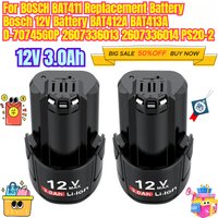 12V 3.0Ah for BOSCH BAT411 Replacement Battery Bosch 12V Battery BAT412A BAT413A D-70745GOP 2607336013 2607336014 PS20-2