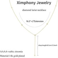 Silver Plated Necklace for Women, Dainty Gold Necklaces Gold Plated CZ Lariat Necklace for Women Boho Fashion Jewelry Womens