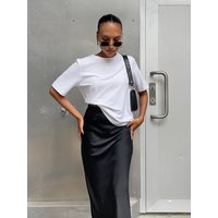 Elegant Satin Black Trumpet Skirts Fashion Slim High Waist Skirts Women Female Solid Office Long Skirt Spring Summer