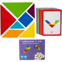 3D Wooden Tangram Puzzle, Montessori Educational Toy, Geometric Jigsaw Game, Preschool Learning Teaching Aid for Kids
