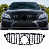 GT-Style Kühlergrill in Hochglanz-Schwarz für Mercedes C-Klasse W205 C205 C200 C220 2015-2018