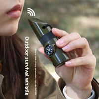 Outdoor-Camping-Multifunktionspfeife, Rucksack-Überlebenspfeife, lebensrettende Pfeife mit Taschenlampe, Thermometer, Kompass