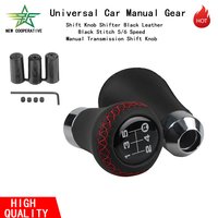 Black Leather Black Stitch 5/6 Speed Manual Transmission Shift Knob Universal Car Manual Gear Shift Knob Shifter