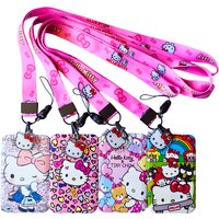 Hello Kitty ID Card Holders Lanyards Girls Door Card Case Hanging Rope Women Badge Holder Neck Strap Business Card Gift
