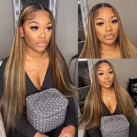 P4/27 Colored Human Hair 13x6 HD Lace Front Wig 200 Density Remy Hair Glueless Wig 13x4 Highlight Colored Human Hair Wig 30 40 Inches