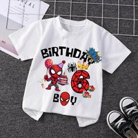 Marvel Spiderman Kids Birthday Party Tshirts Baby Number 1-9 T-Shirt Children Fashion Tops Tees Boys TShirt Parent Child Clothes