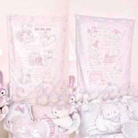 Kawaii Wall Tapestry Hanging Cloth Background Bedroom Wall Bedspread Dormitory Room Decoration Anime Tapestries Tapiz 방꾸미기 아이템