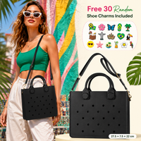 Multi-Style EVA Hole Tote Bag, Waterproof DIY Charms Handbag, Customizable Beach Shoulder Bag, Casual Bag for Women Girls Gift