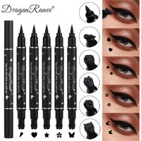 Double Head Stamp Liquid Eyeliner, Waterproof Long Lasting Heart Star Flower Butterfly Eye Stamp Makeup Pen