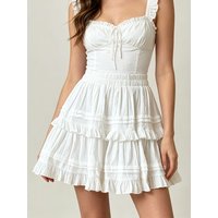 Elastic Waist Tiered Ruffle Mini Skirt Women Summer Black White Lace Short Cake Skirt