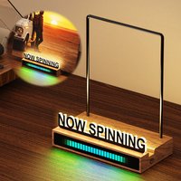 Now Spinning Vinyl Record Stand with Warm White & RGB Sound-Control LED, Light-Up Vinyl Display Holder, Fingerprint-Resistant Ac