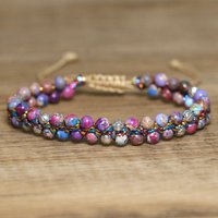 4mm Imperial Jasper Bracelet for Women Jewelry Natural Purple Sea Sediment Jasper Yoga Healing Stone Bracelet