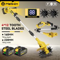 MELLWIN 1600W Elektrischer Gartenfräser Bodenkultivator Rototiller 1000 U/min Grab- und Kultivierwerkzeug 160mm Klinge 220mm Breite 160mm Tiefe für Makita 18V Akku