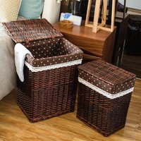 Large Size Wicker Clothes Storage Basket Dirty Laundry Basket with Lid for Hot Pot Restaurant Oahu Brand 2026 New Style