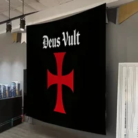 Deus Vult Flag, K-Knights T-Templar Custom Bohemian Wall Tapestry Living Room Bedroom Dorm Party Clips