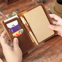 Vintage Genuine Leather Travel Notebook Journal 15.5x10.5cm Handmade Retro Pocket Diary, Portable Writing Notepad, Gift Idea