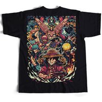 Summer 2026 One Piece Straw Hat Group & Rival "All Assembled" Dark Cool Theme 100% Cotton Print Loose T-shirt Male/female Top