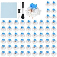 50/90Pcs Blue Clicky Keyboard Switches 3D Printer Keyboard Switch Set 3Pin Compatible DIY Keycap Puller Cleaning Brush