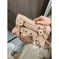 Damaostudio Parisian Retro Cherry Pink Rivet Fringe Biker Leather Bag Shoulder Crossbody Bag for Women Sweet Cool Style