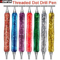 HOMFUN Shiny Diamond Painting Pen,Color Embroidery Threaded Dot Drill Tool,Multifunctional Metal Screw Thread Tips Accessories