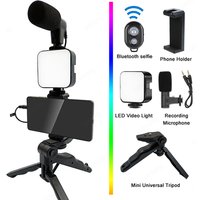 Phone Holder Photography Lighting Smartphone Video Kit Microphone LED Selfie Tripod Recording Handle Portable Stabilizer Bracket