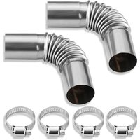 2pcs Diesel Stainless Steel 24mm Parking Air Heater Exhaust Pipe Tube Elbow Connector 4 Clamps Webasto Eberspacher Boat Heater