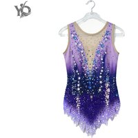 Luxury Gradient Sparkly Rhinestone Sleeveless Figure Skating Ice Dance Gymnastics Competition Performance Training Costume Girls