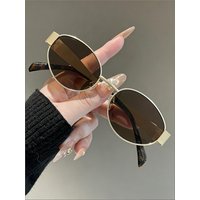AliExpress NONE 4-Piece Set of Oval-Shaped, Stylish Metal Small Round Fashion Glasses, Suitable for Activities Such as Driving, Fishing, Cycling, Etc., Unisex, Durable for Daily Wear